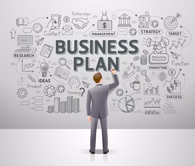 businessman drawing business idea doodles wall 41793 694