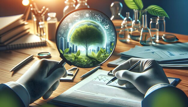 discovering sustainable solutions through magnifying glass exploring ecofriendly discoveries 980716 120435