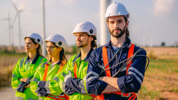 Careers professional engineer technician working outdoor wind turbine field 336744 2664