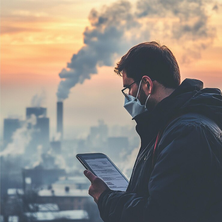 Environmental Baseline Studies researcher analyzing air quality data assess pollution levels 1314467 79241